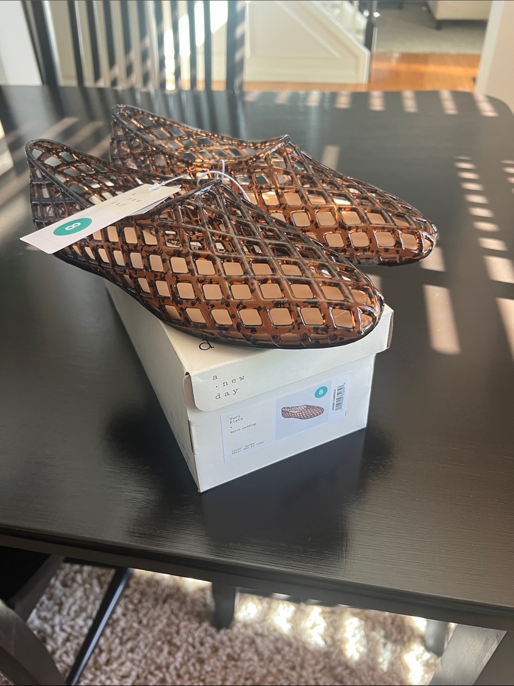 a new day Brown Lattice Slip-On Mules jelly